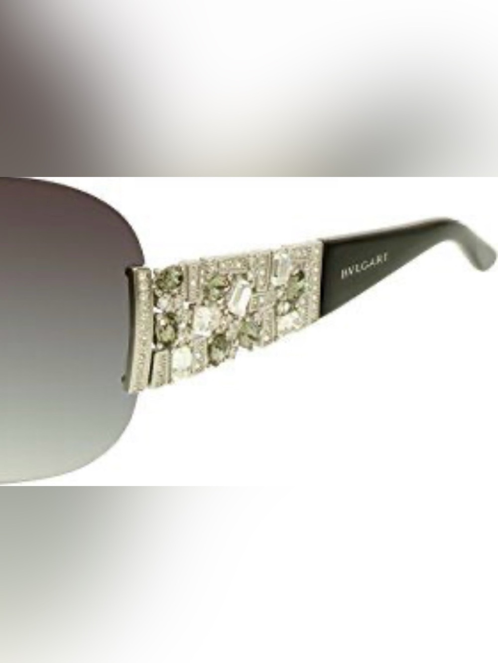 BVLGARI Luxurious bling shield-style designer sunglass. 6071G Black 102/8G